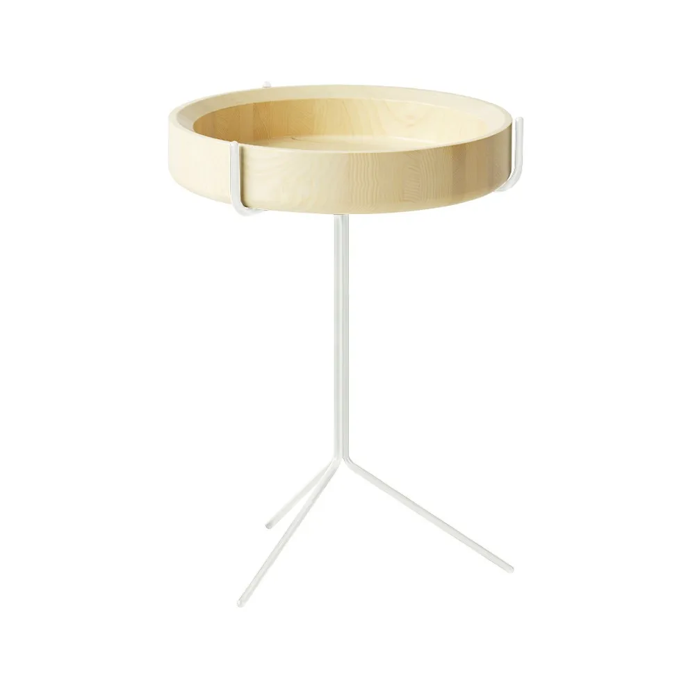 Drum bord, naturlack-h.56cm-vitt stativ Swedese