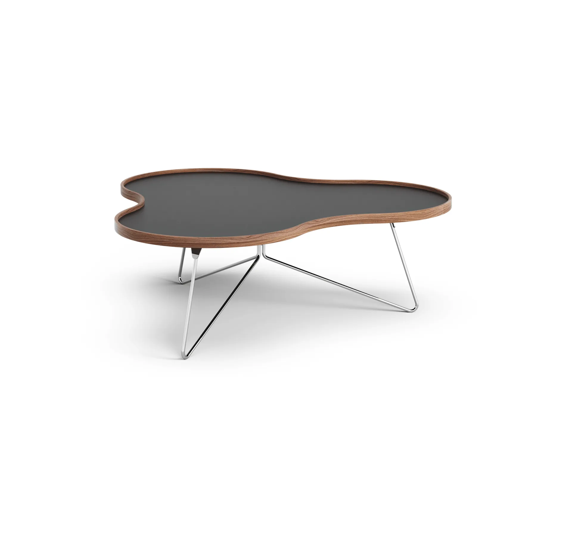 Flower bord 107x114 cm, H39cm-svart-valnöt-krom Swedese