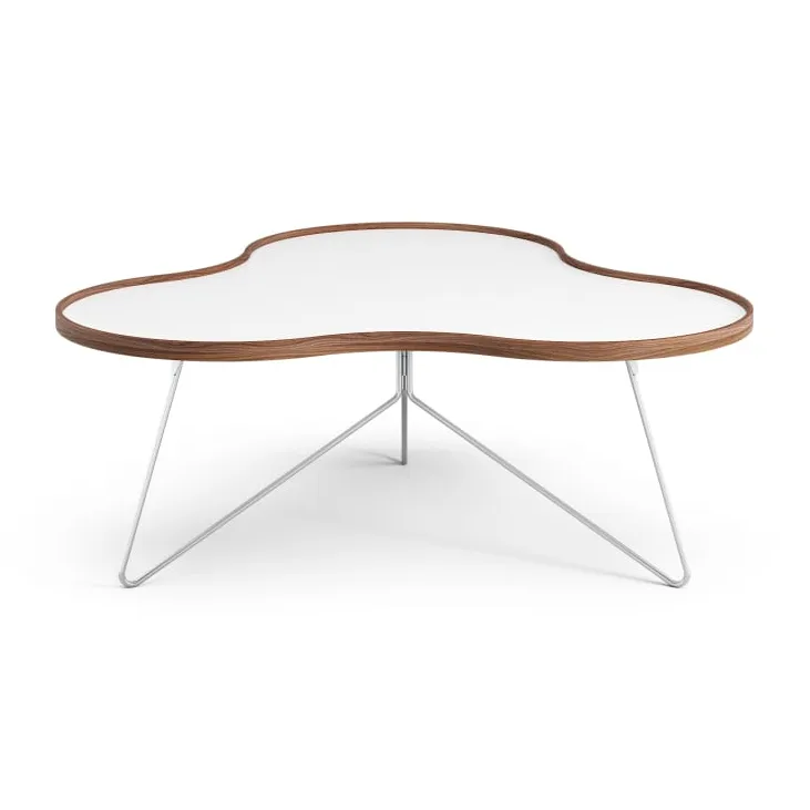 Flower bord 107x114 cm, H45cm-vit-valnöt-krom Swedese