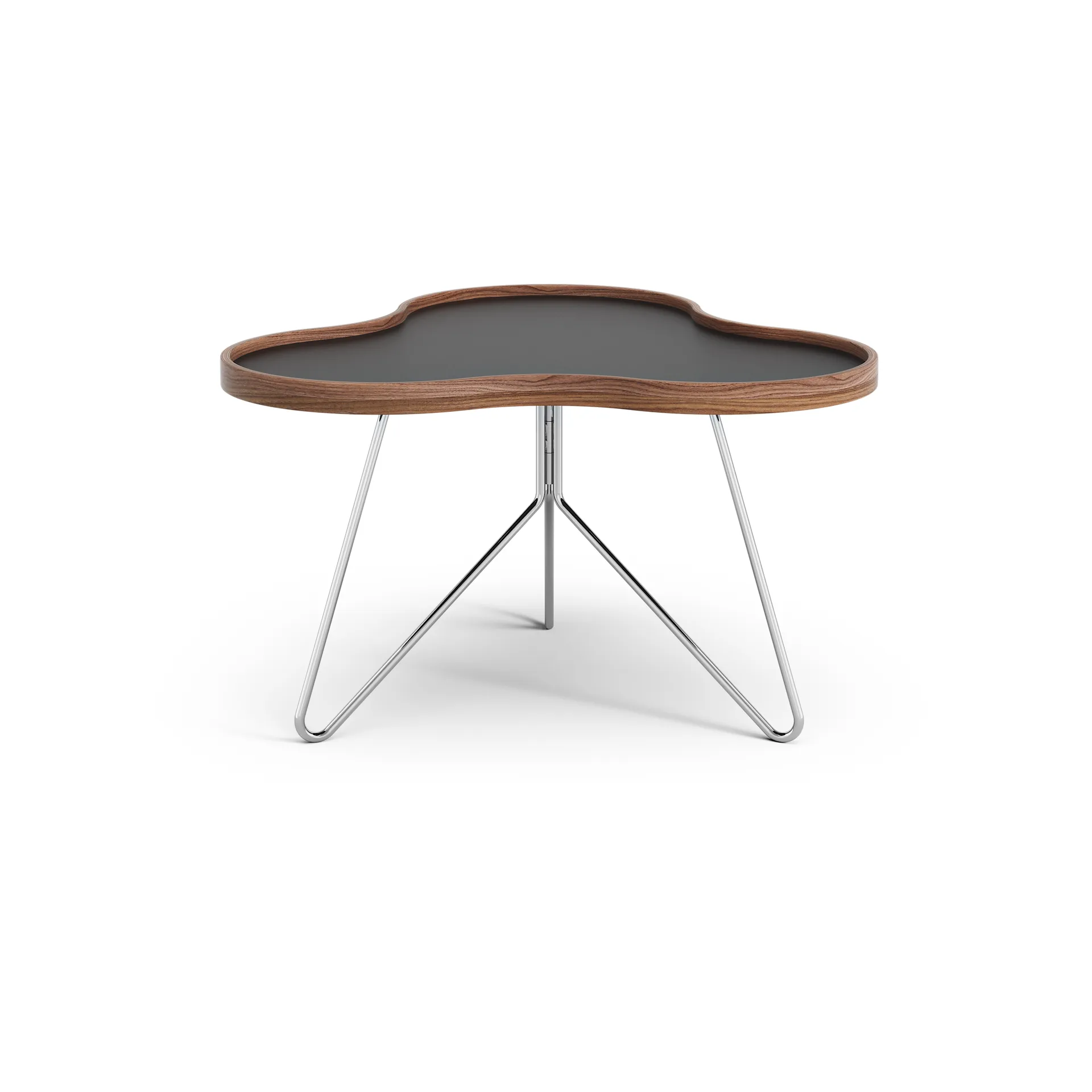 Flower bord 62x66 cm, H39cm-svart-valnöt-krom Swedese