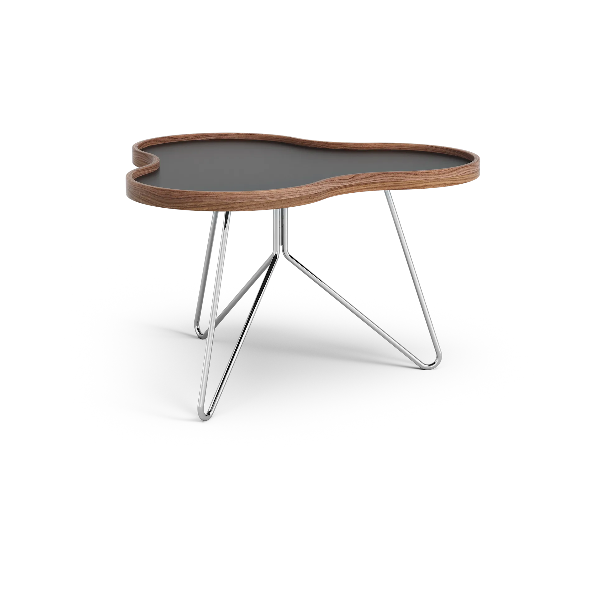 Flower bord 62x66 cm, H39cm-svart-valnöt-krom Swedese