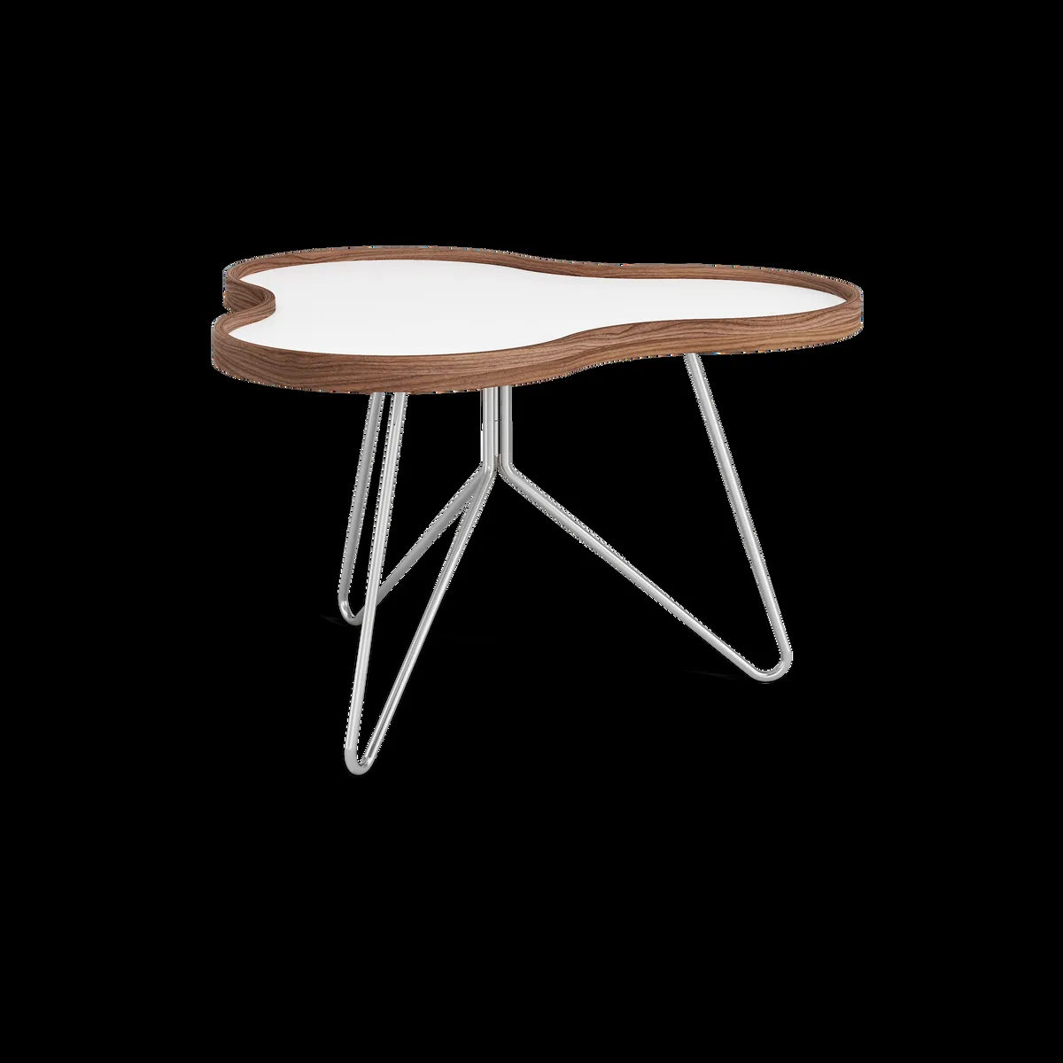 Swedese Flower bord 62x66 cm H39cm-vit-valnöt-krom