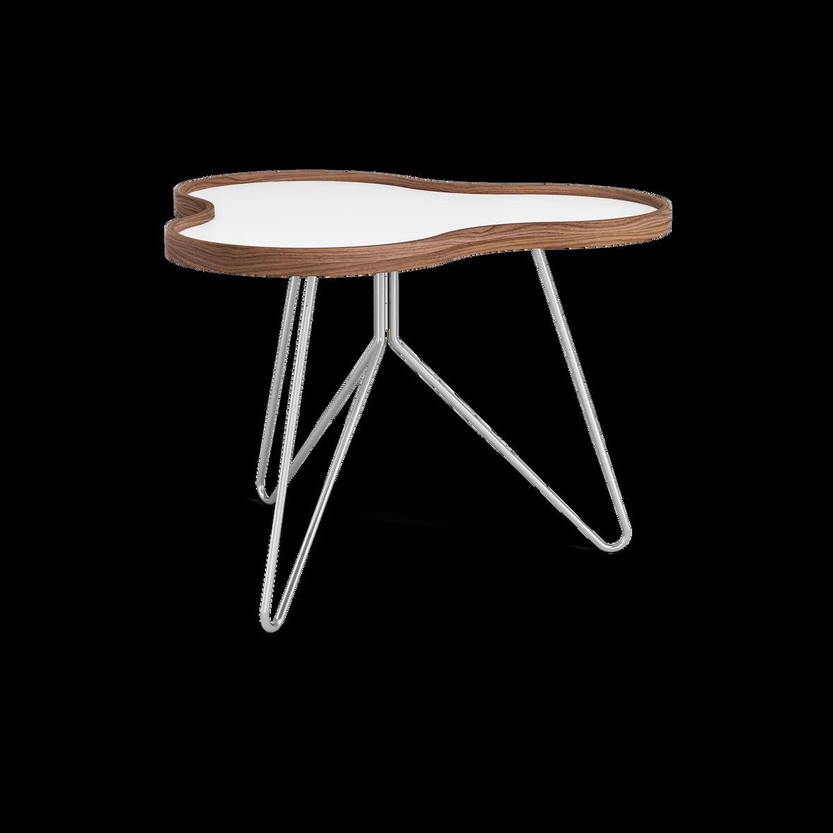 Swedese Flower bord 62x66 cm H45cm-vit-valnöt-krom