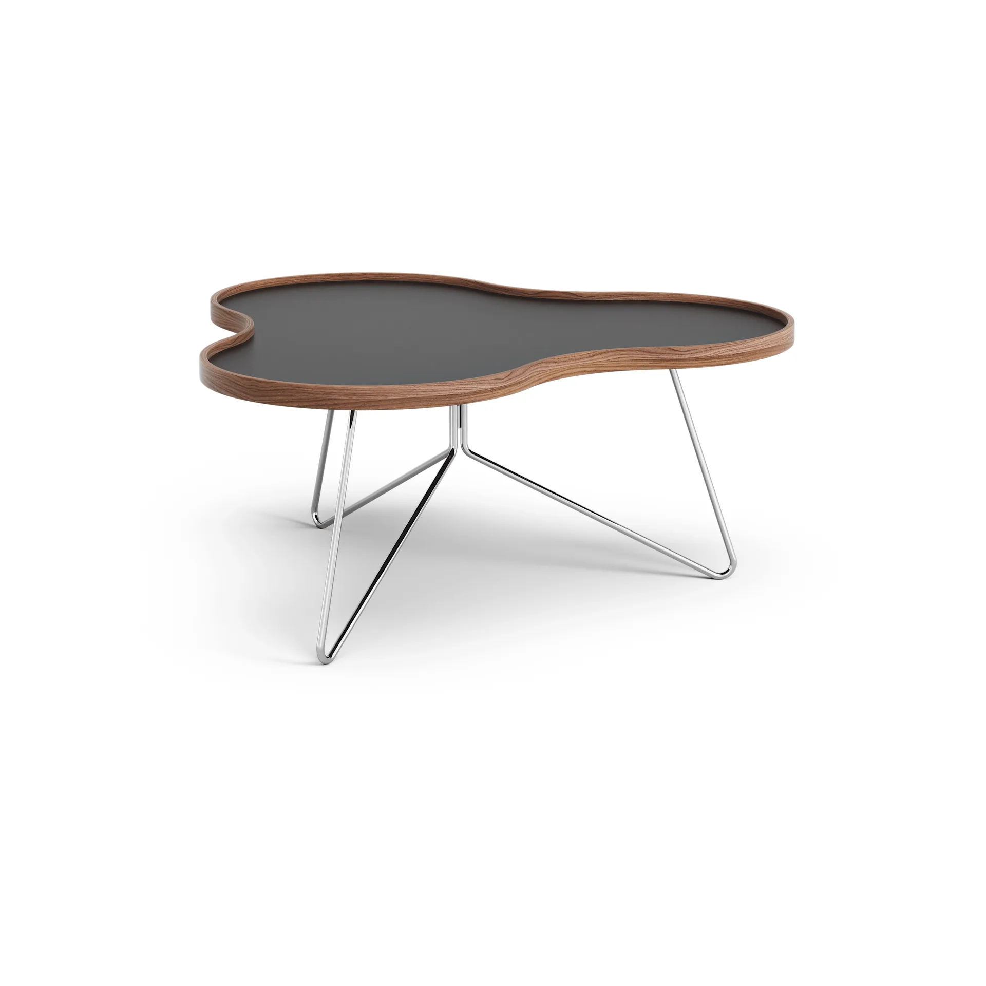 Flower bord 84x90 cm, H39cm-svart-valnöt-krom Swedese