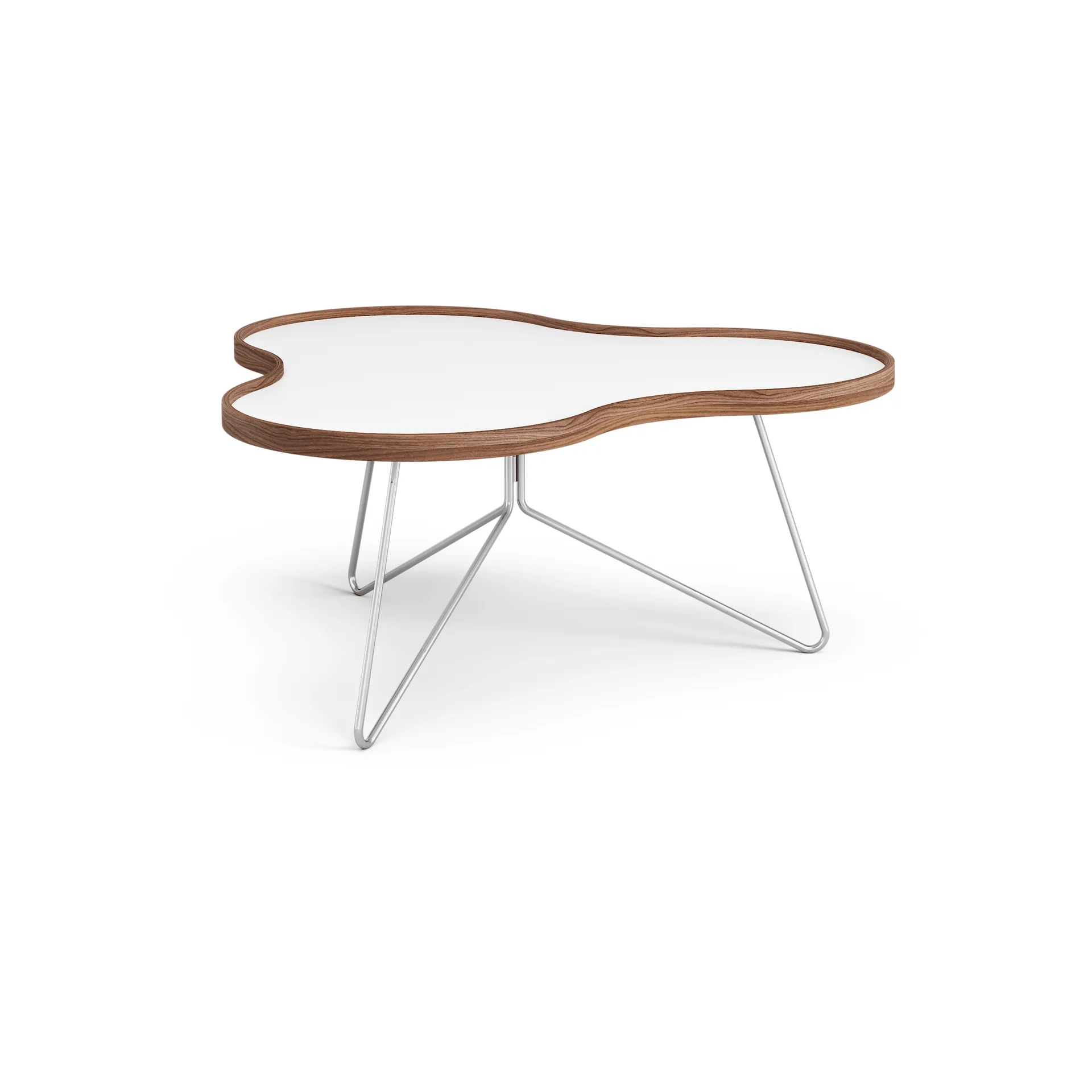 Flower bord 84x90 cm, H39cm-vit-valnöt-krom Swedese