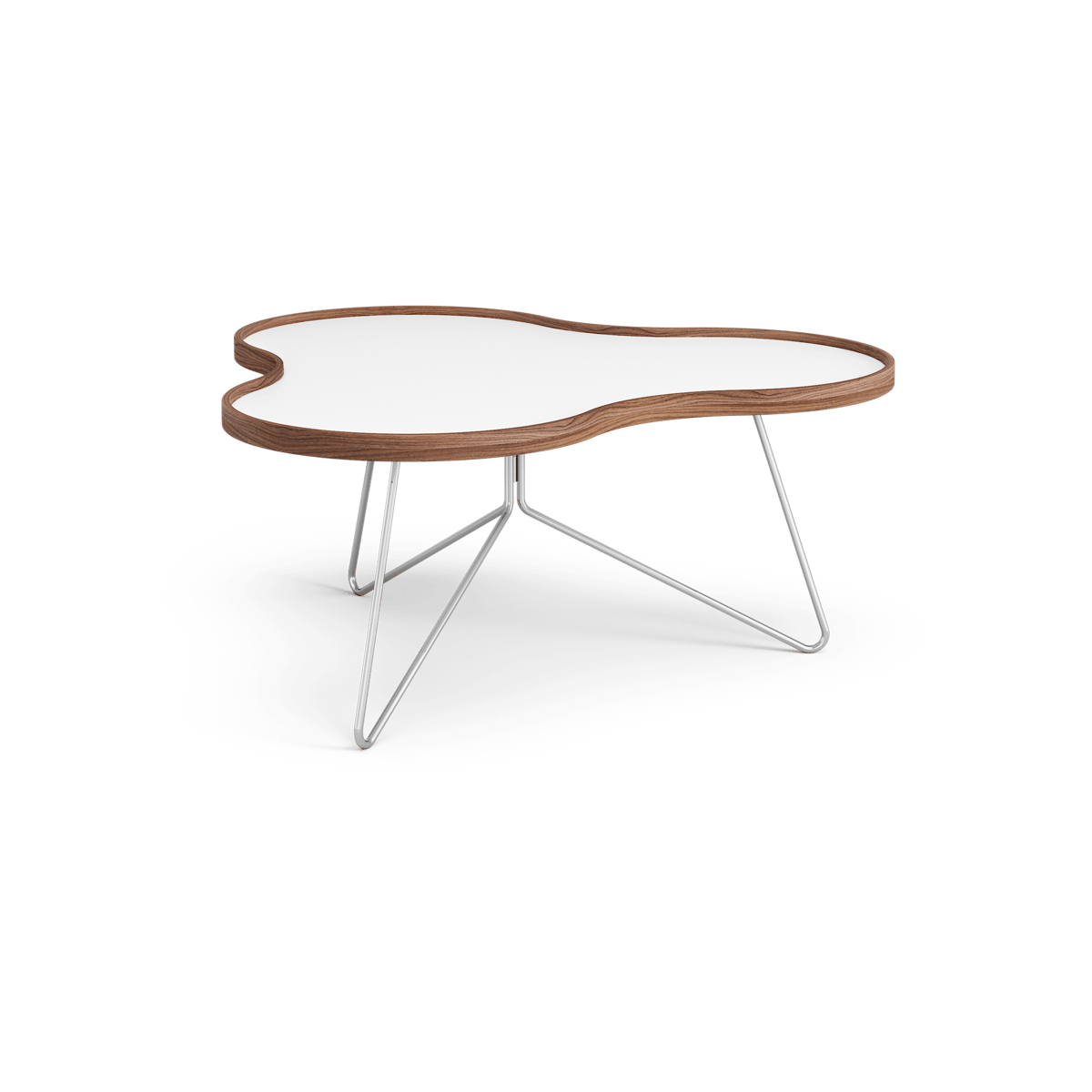 Swedese Flower bord 84x90 cm H39cm-vit-valnöt-krom | Skandinavisk Design | Soffbord | Vit