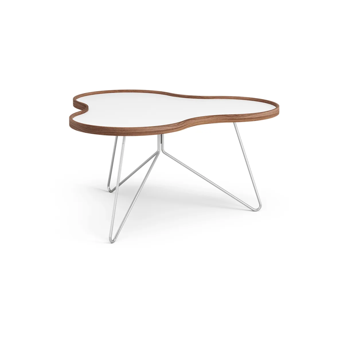 Swedese Flower bord 84x90 cm H45cm-vit-valnöt-krom