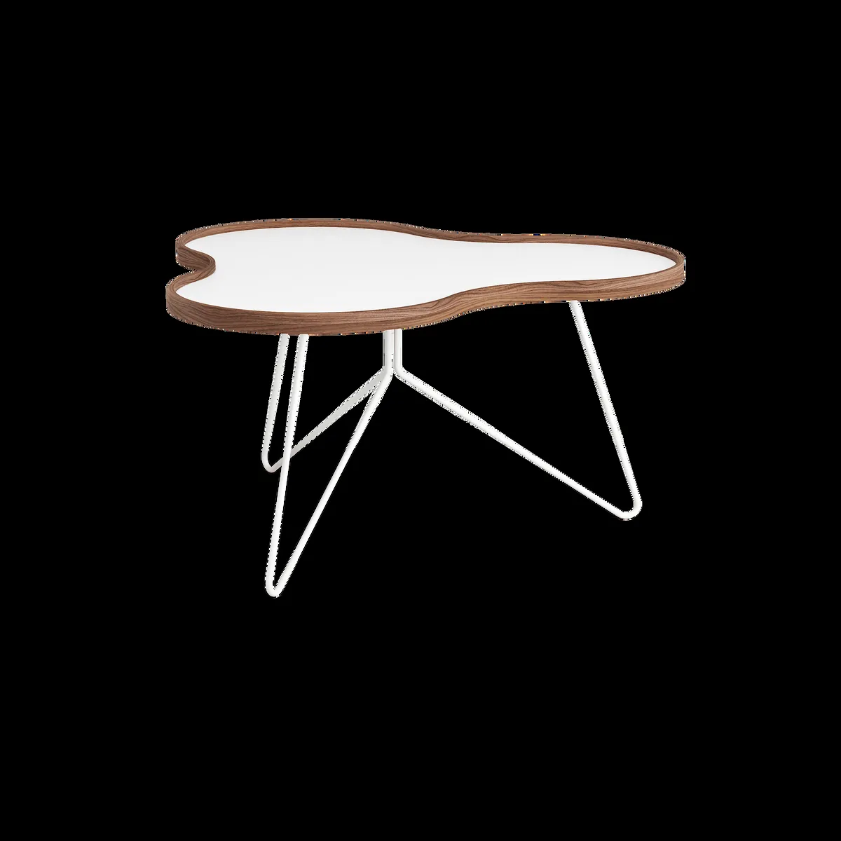 Swedese Flower bord 84x90 cm H45cm-vit-valnöt-vitt stativ