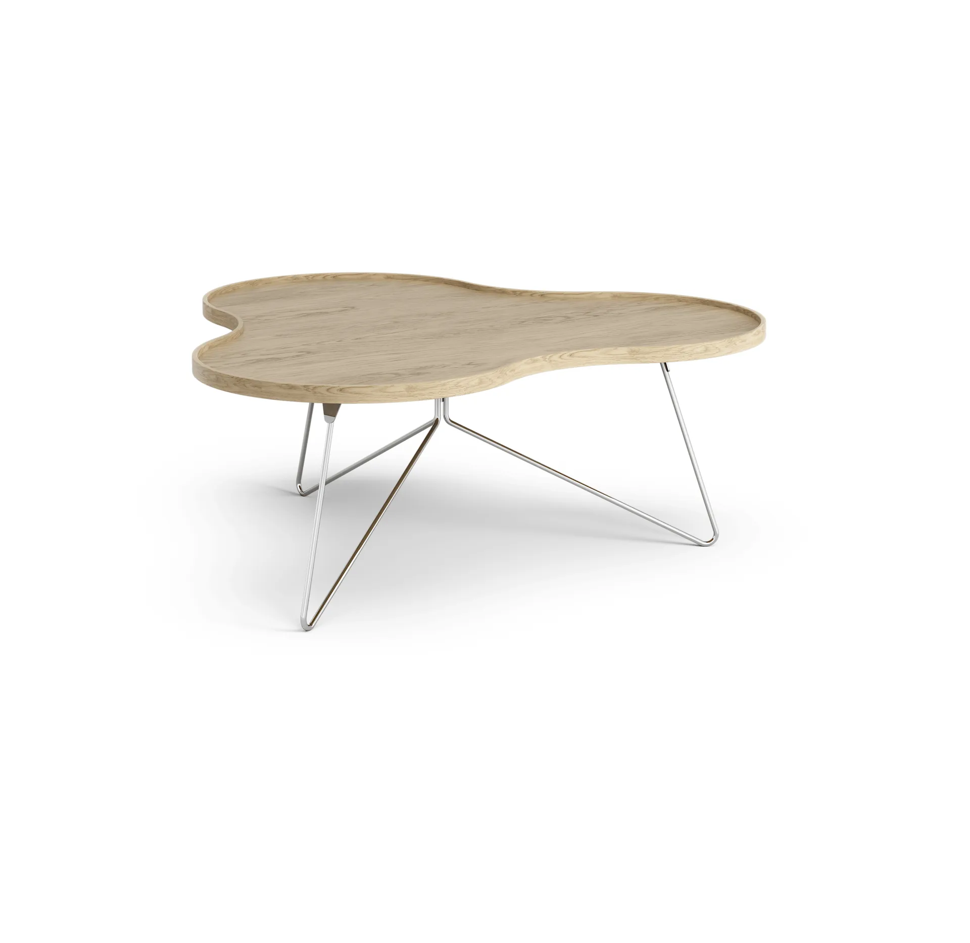 Flower mono bord 107x114 cm, H45 cm-ek natur-krom Swedese