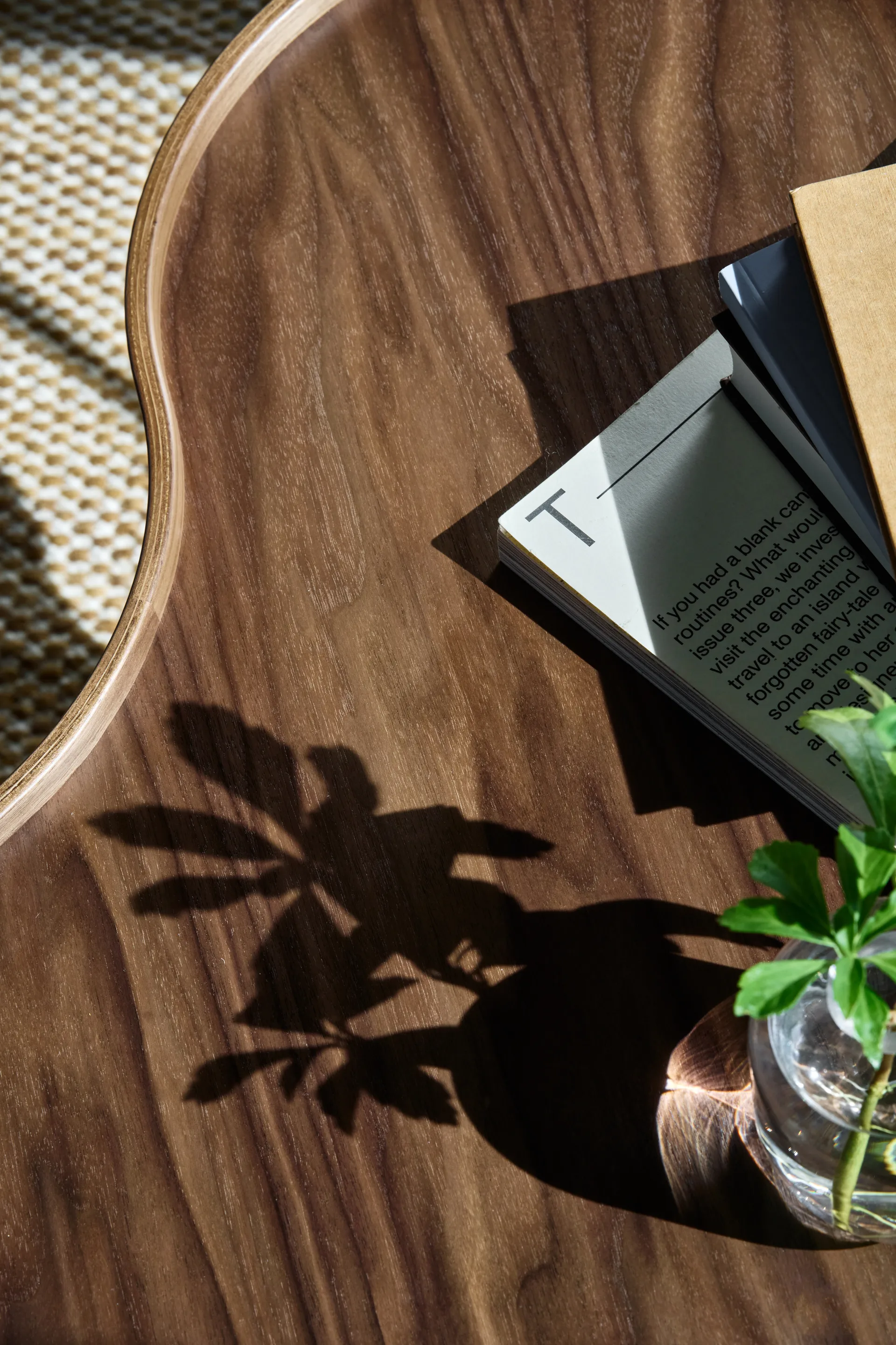 Flower mono bord Special Edition 107x114 cm, H39 cm-lackad valnöt-kromad stål Swedese