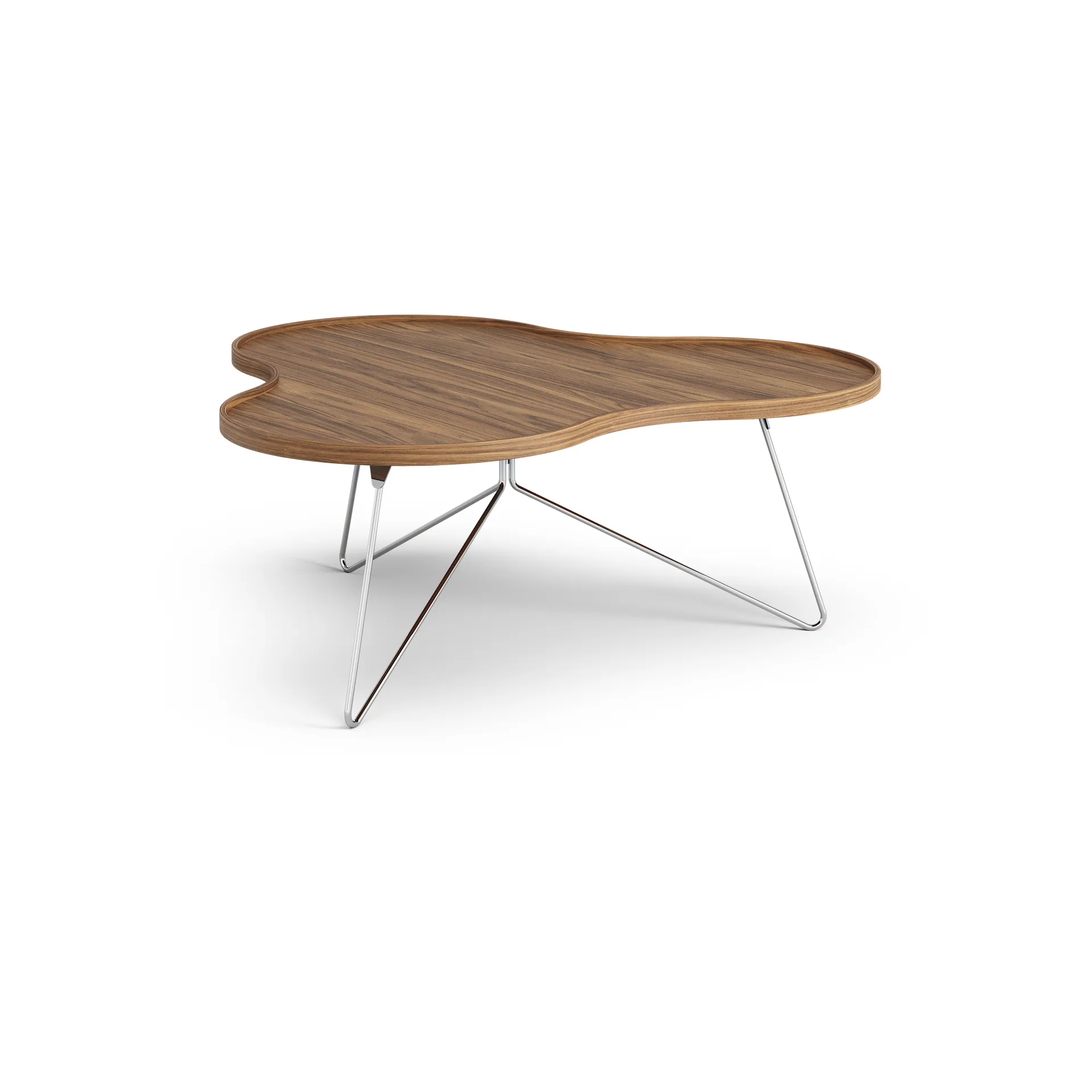 Flower mono bord Special Edition 107x114 cm, H45 cm-lackad valnöt-kromad stål Swedese