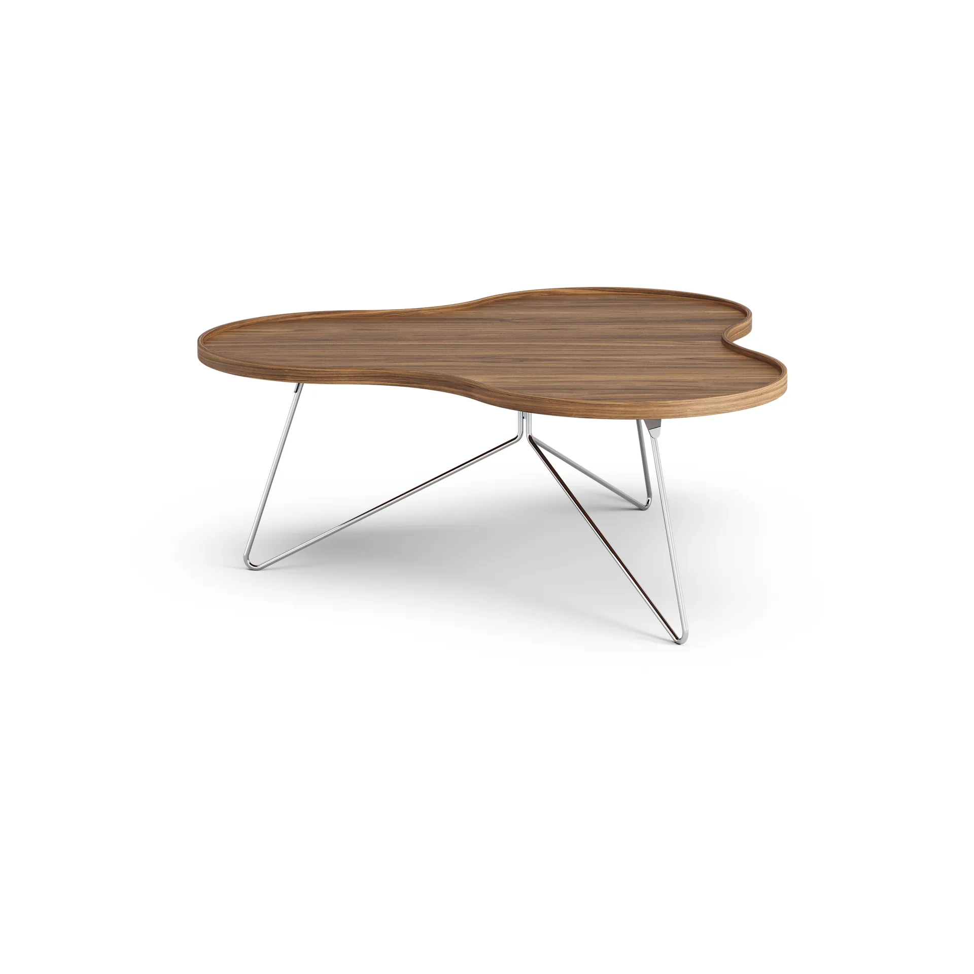 Flower mono bord Special Edition 107x114 cm, H45 cm-lackad valnöt-kromad stål Swedese