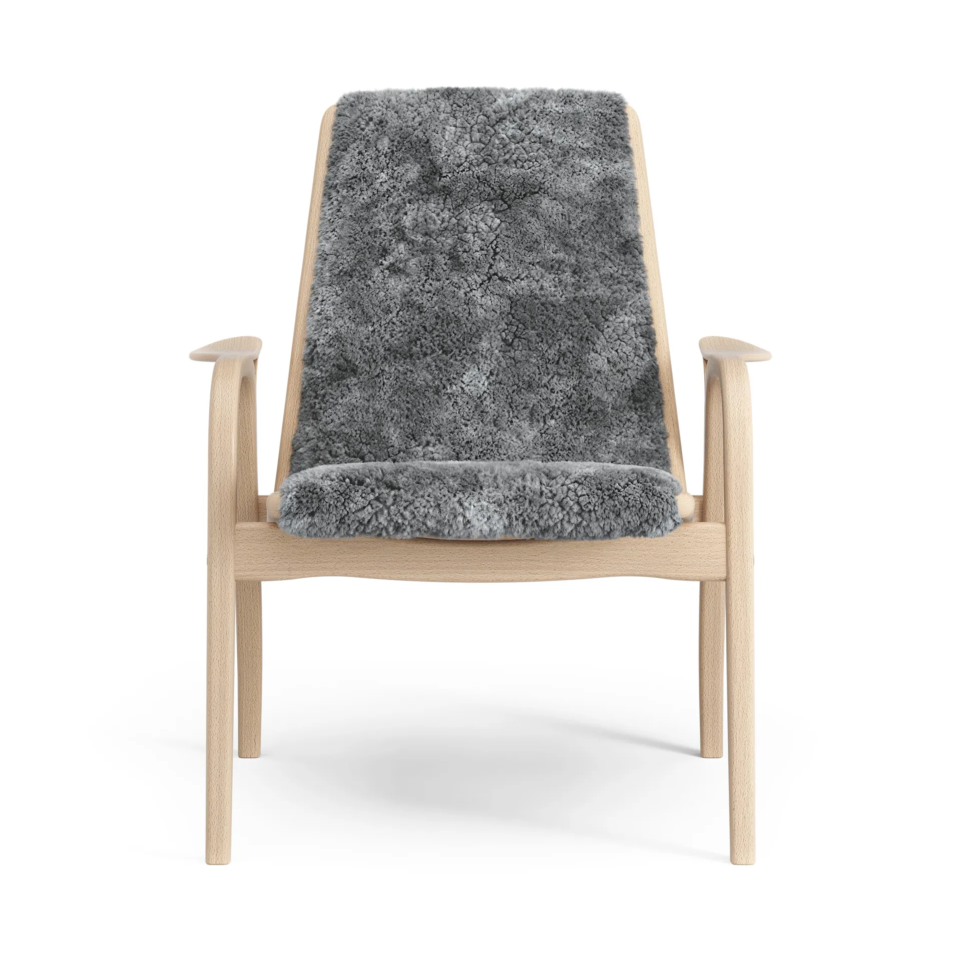 Laminett fåtölj lackad bok/fårskinn, Scandinavian Grey (grå) Swedese