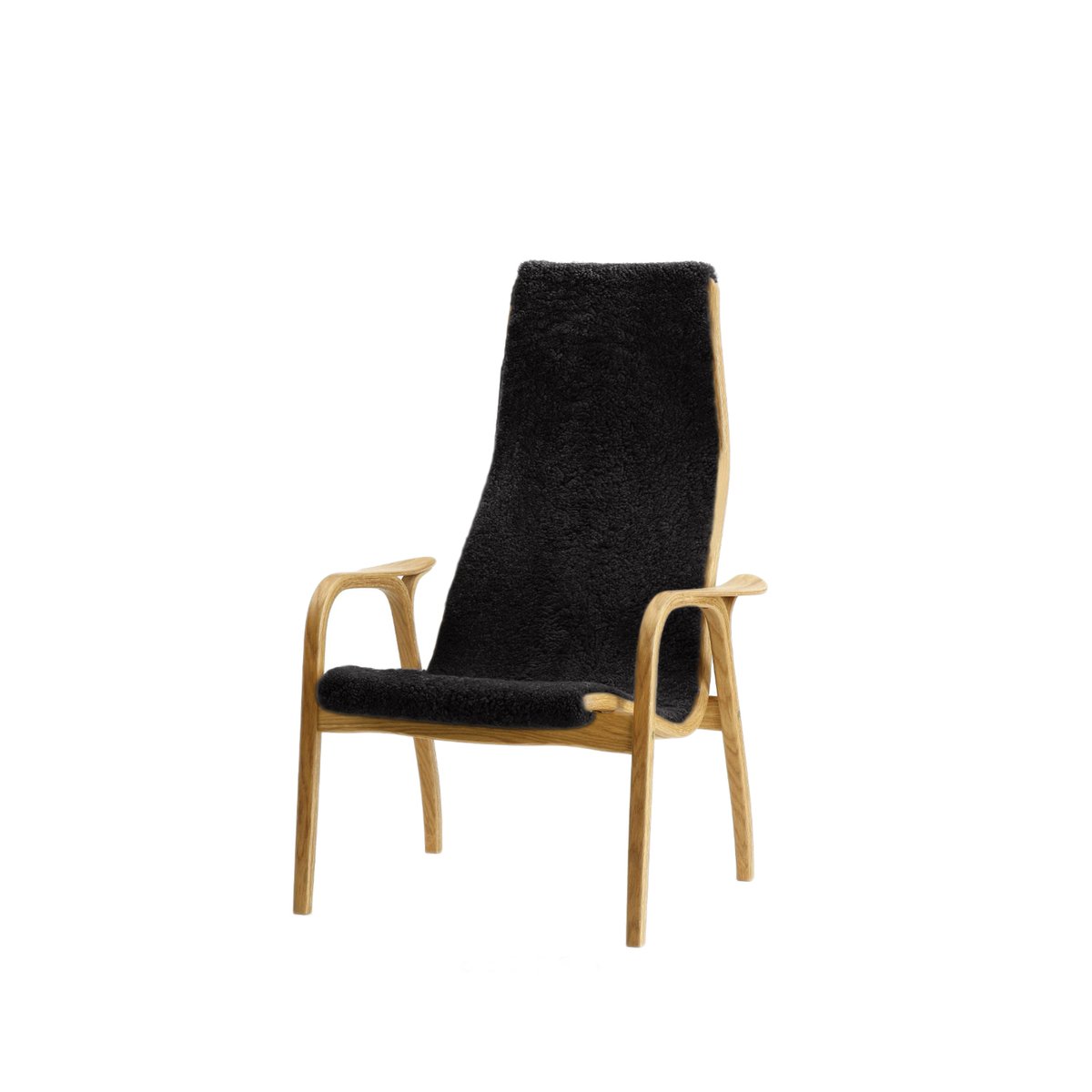 Swedese Lamini barnfåtölj fårskinn black, oljad ek | Skandinavisk Design | Fåtöljer & Fotpallar | Svart