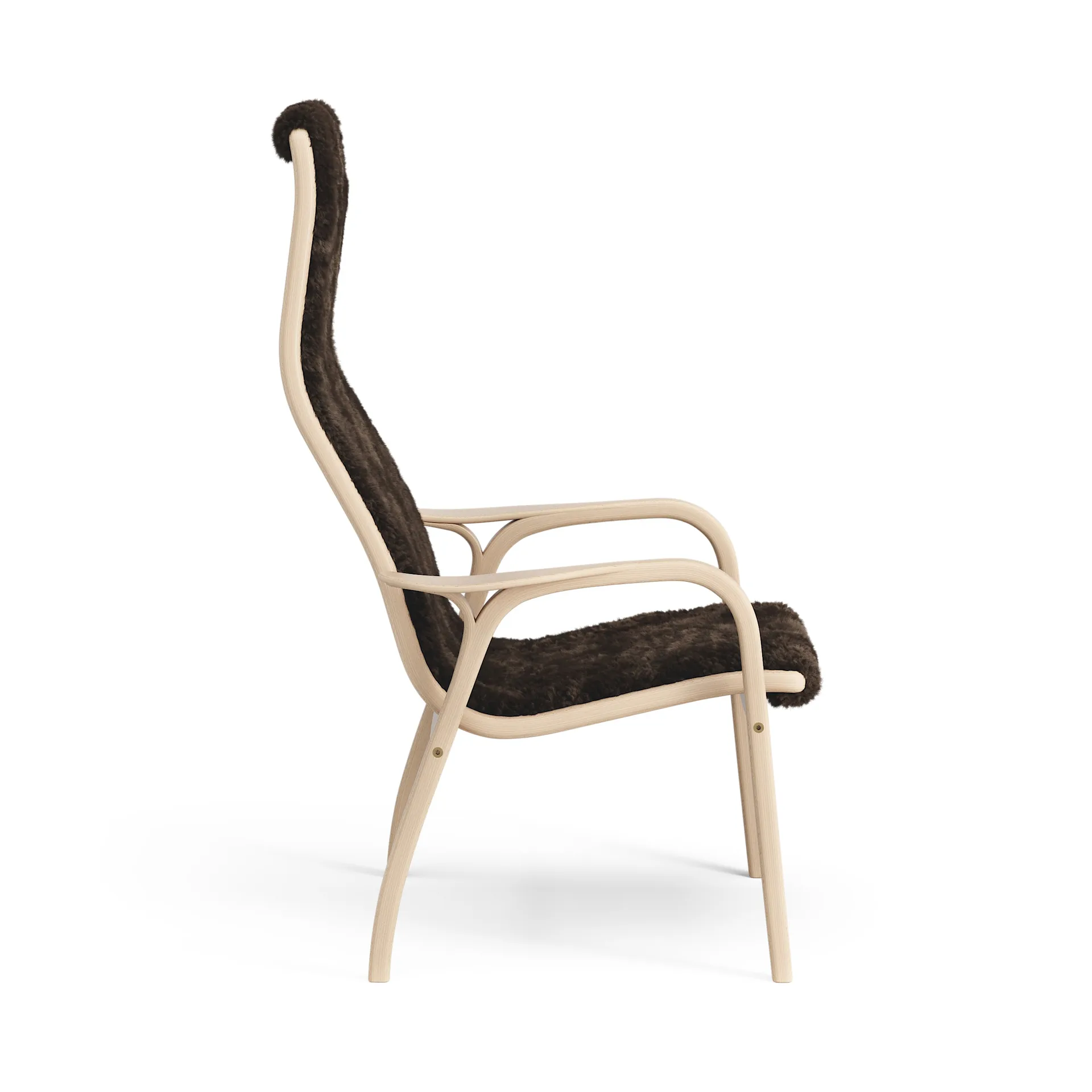 Lamini barnfåtölj lackad bok/fårskinn, Espresso (brun) Swedese