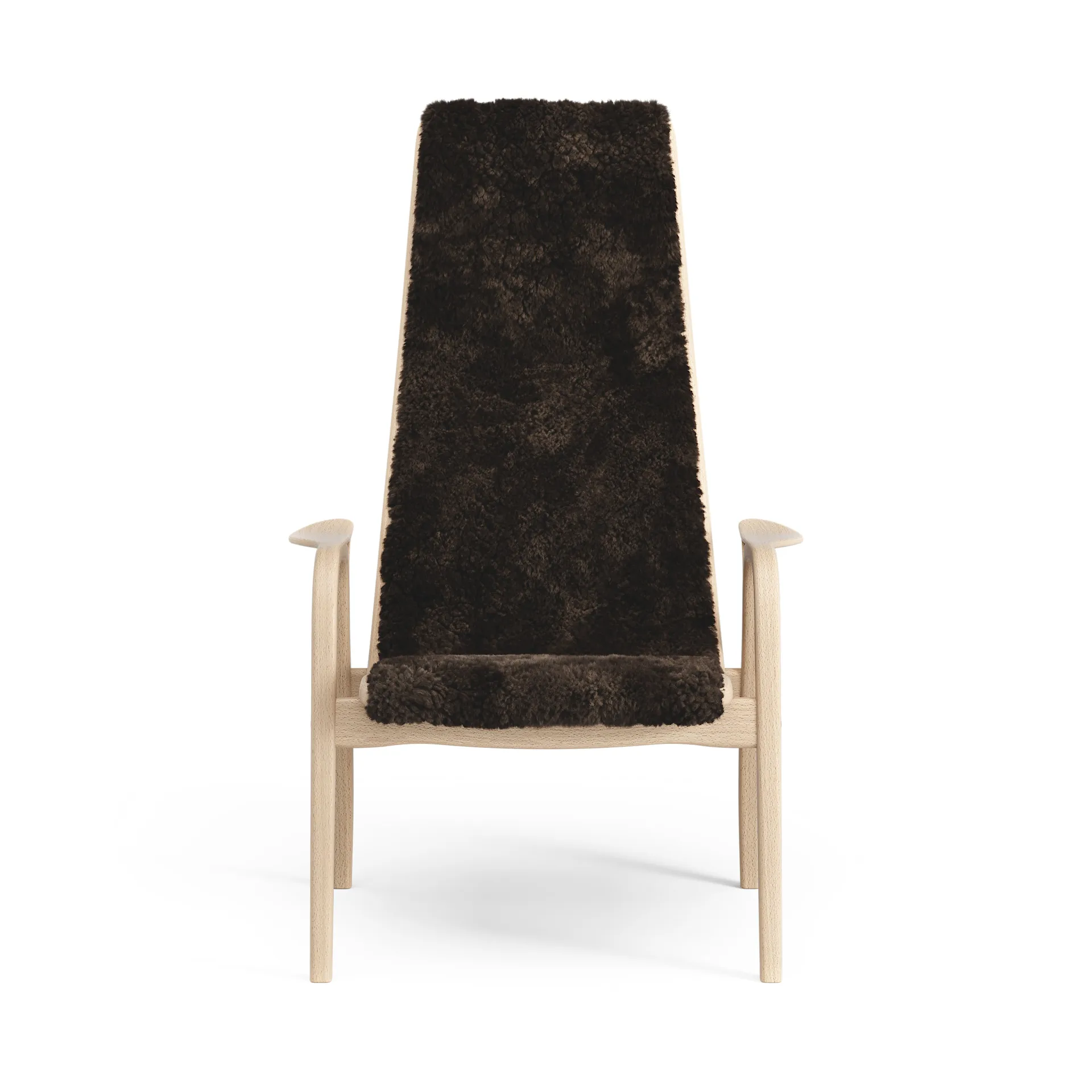 Lamini barnfåtölj lackad bok/fårskinn, Espresso (brun) Swedese