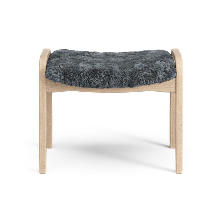 Lamini fotpall till barn lackad bok/fårskinn, Charcoal (mörkgrå) Swedese
