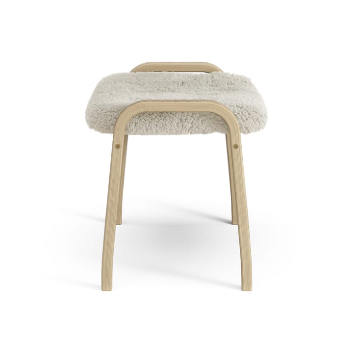 Lamini fotpall till barn lackad ek/fårskinn, Moonlight (beige) Swedese