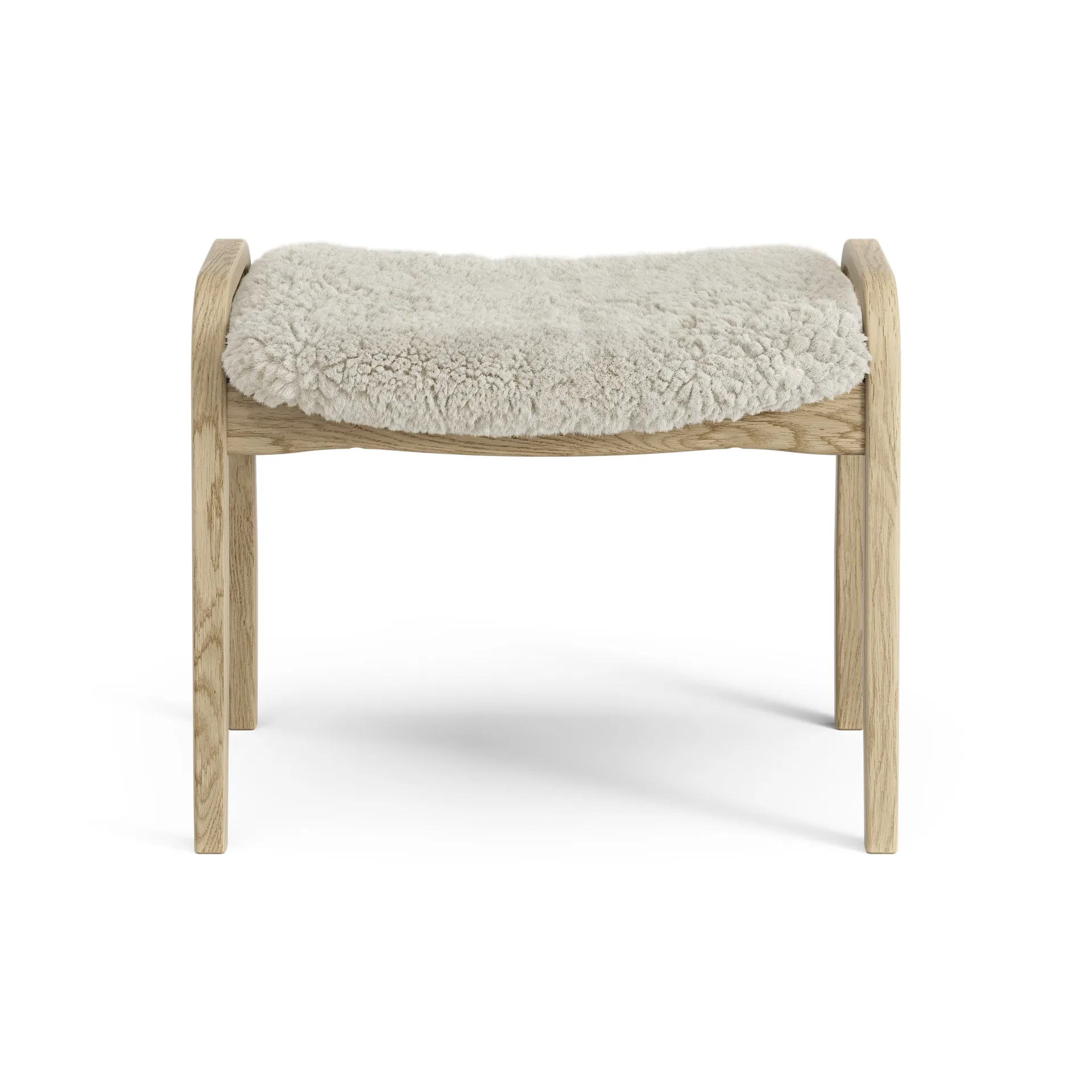 Lamini fotpall till barn lackad ek/fårskinn, Moonlight (beige) Swedese