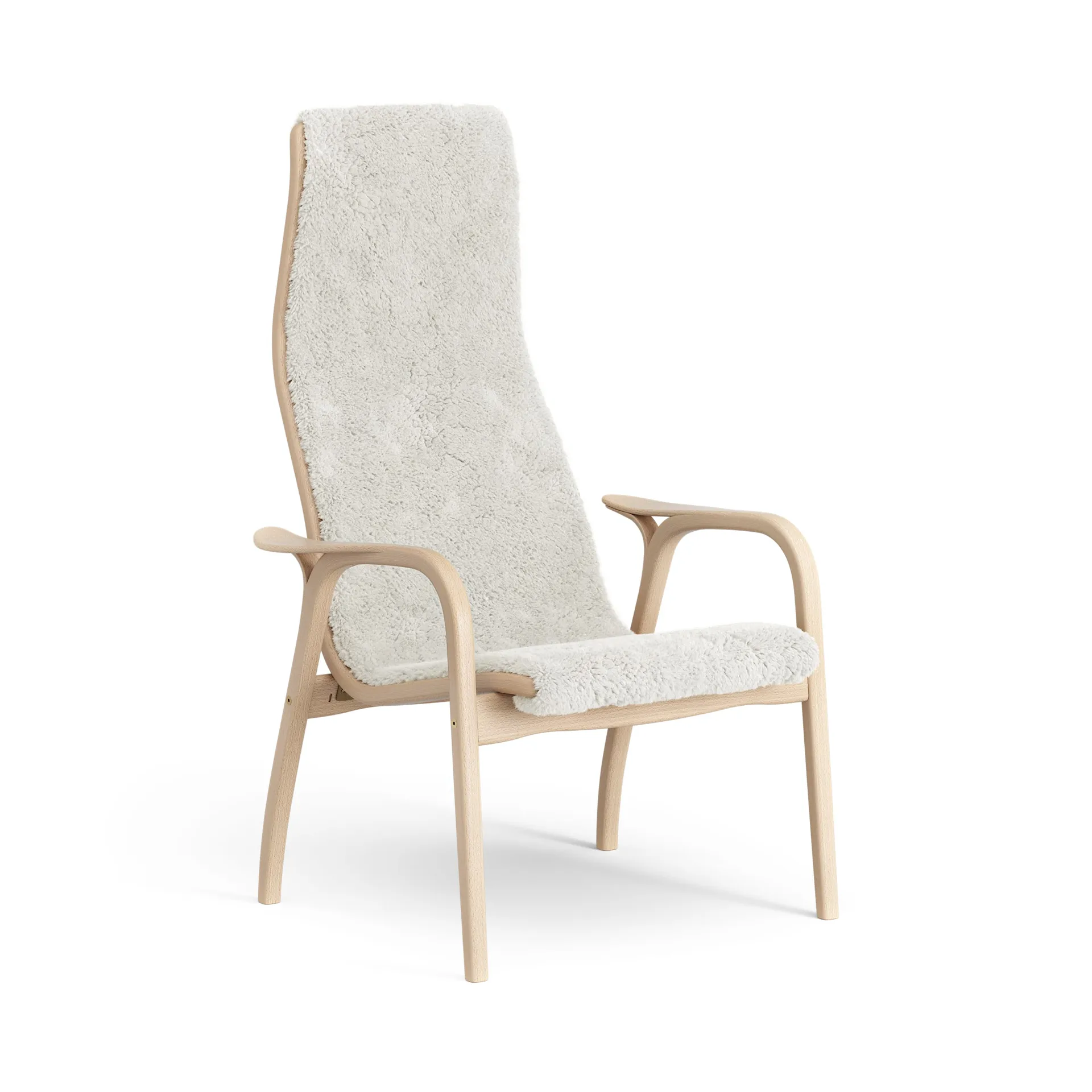 Lamino fåtölj lackad bok/fårskinn, Offwhite (vit) Swedese
