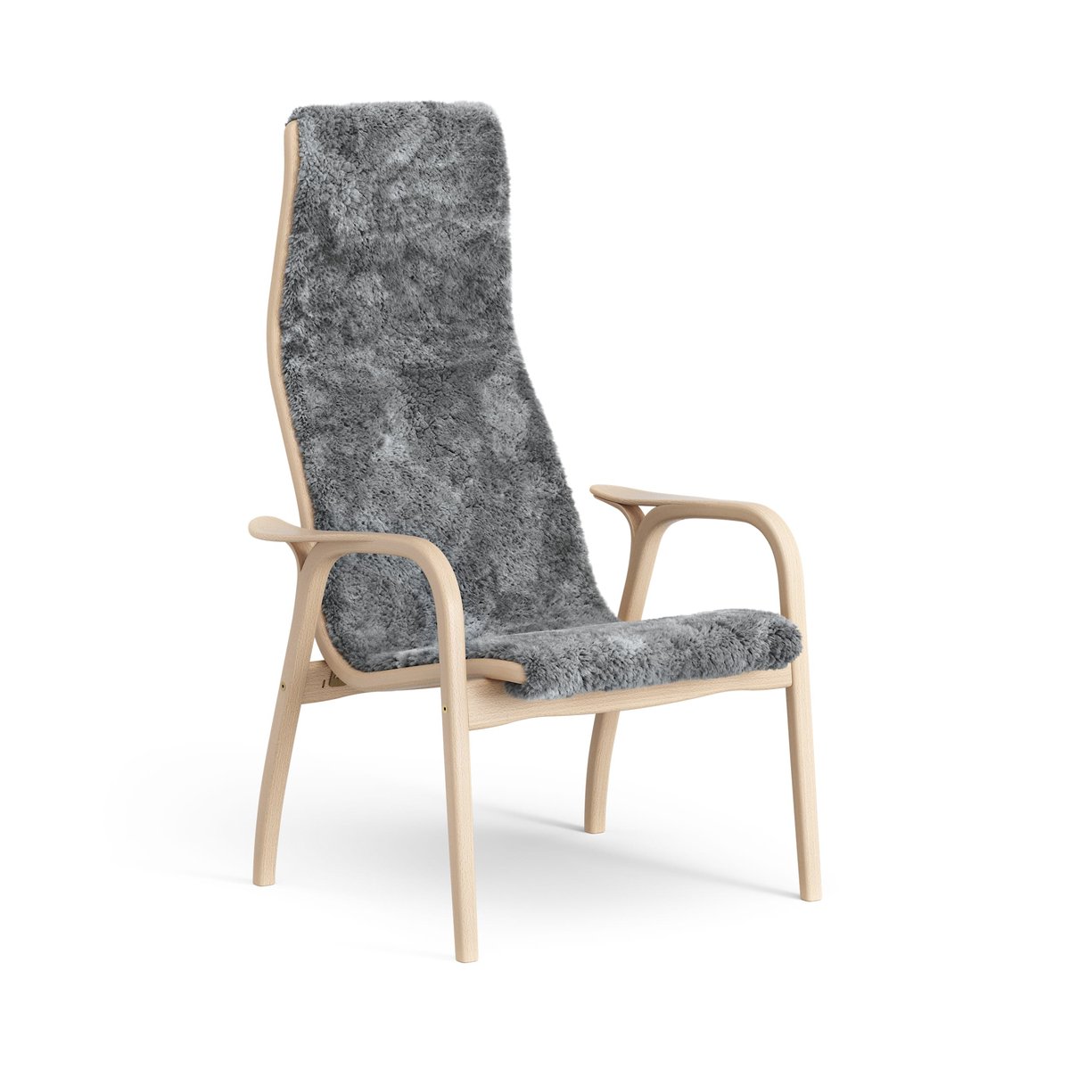 Swedese Lamino fåtölj lackad bok/fårskinn Scandinavian Grey (grå)