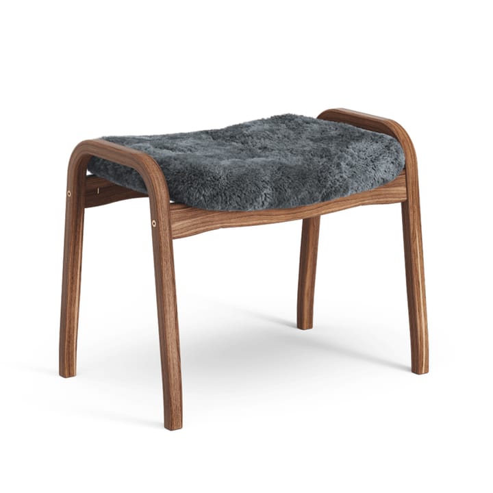 Lamino fotpall - fårskinn charcoal, naturlackad valnöt - Swedese