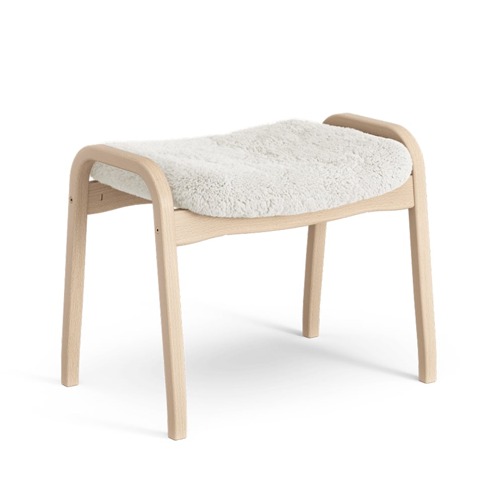 Swedese Lamino fotpall fårskinn offwhite, naturlackad bok