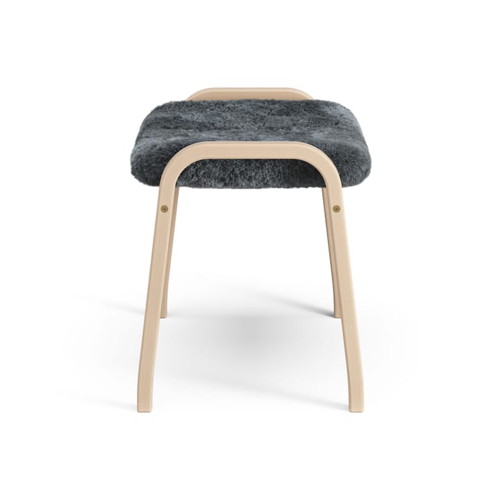 Lamino fotpall lackad bok/fårskinn, Charcoal (mörkgrå) Swedese