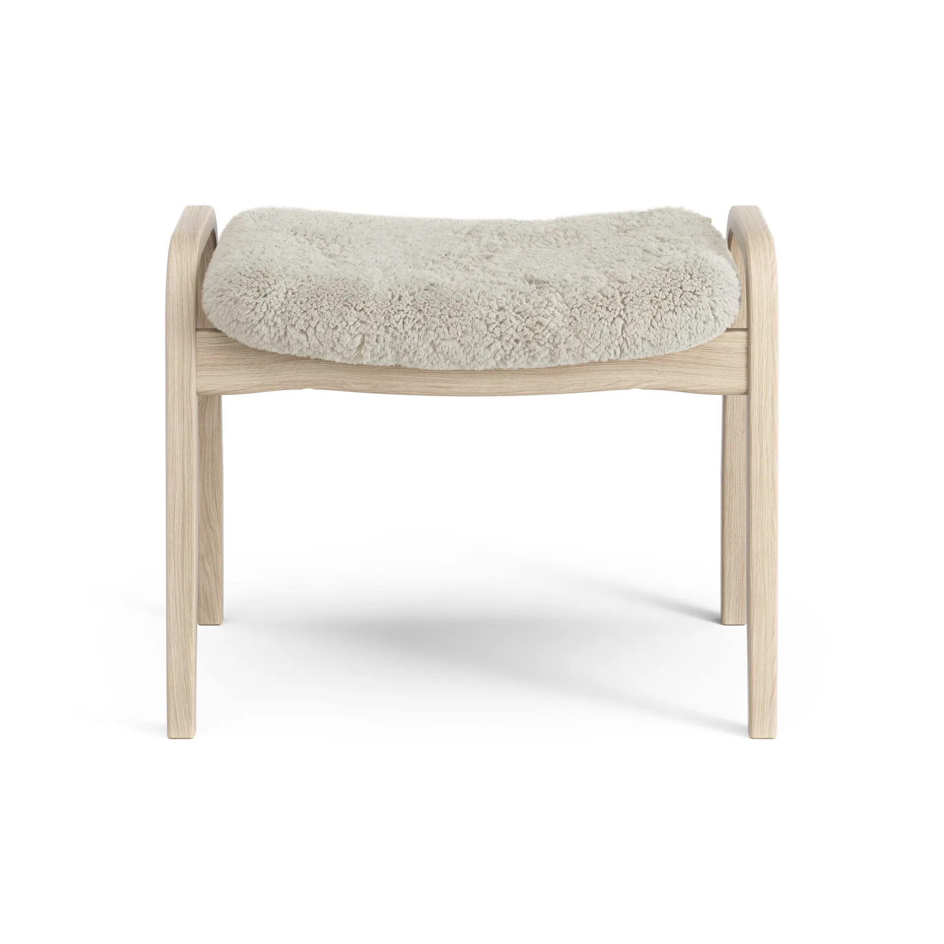 Lamino fotpall vitpigmenterad ek/fårskinn, Moonlight (beige) Swedese