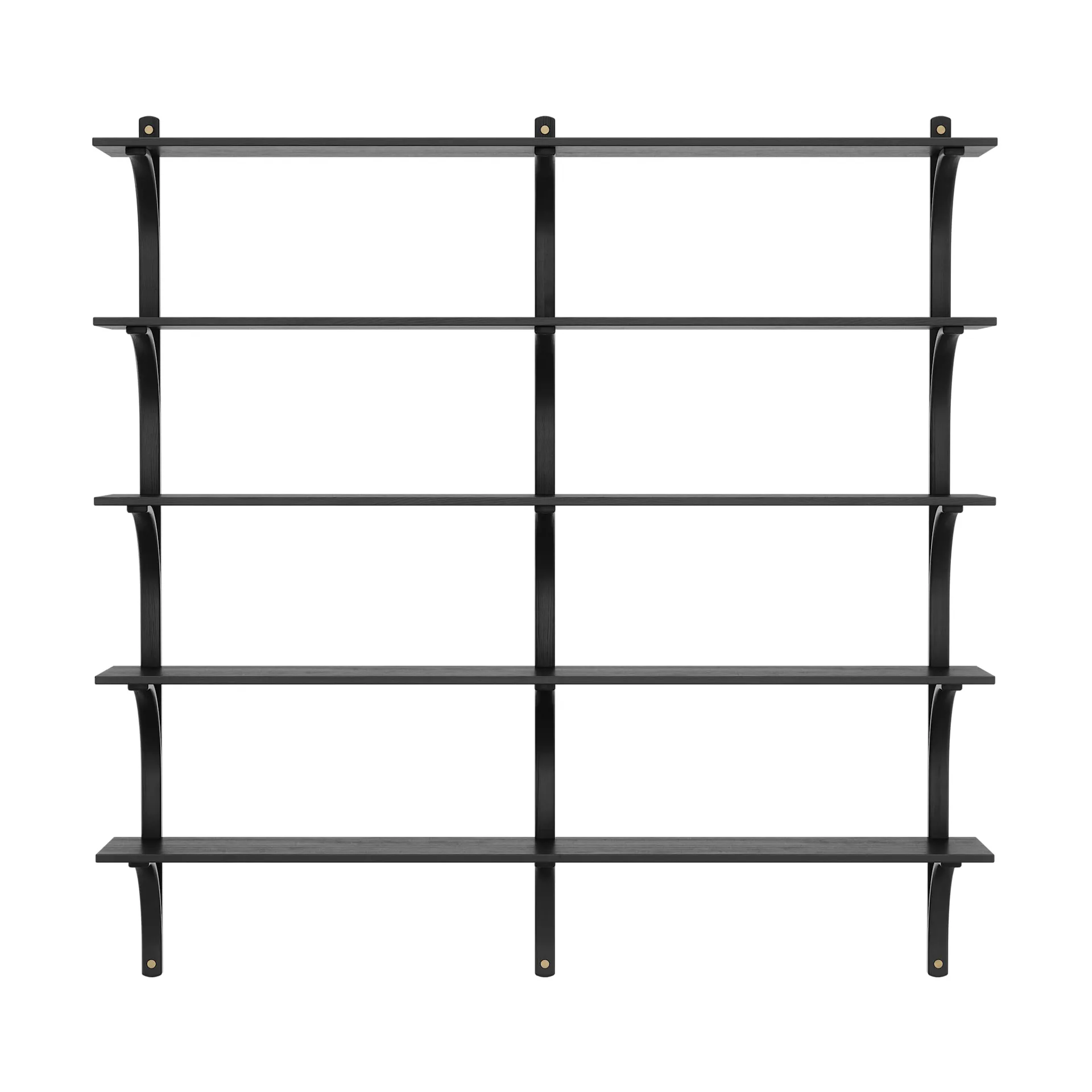 Levi hylla 5 hyllplan, Svartlaserad ask-mässing, 180 cm Swedese