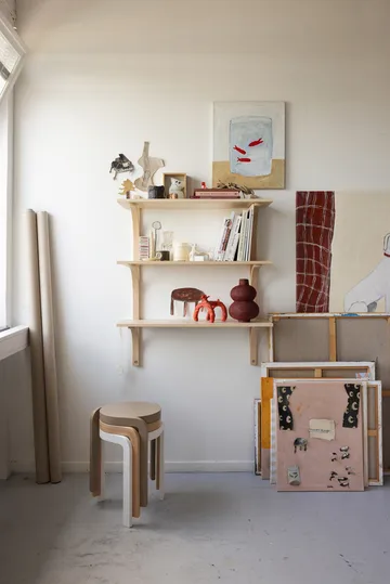 Levi hylla - Svart ask-rostfritt stål, 2 hyllplan, 90 cm - Swedese