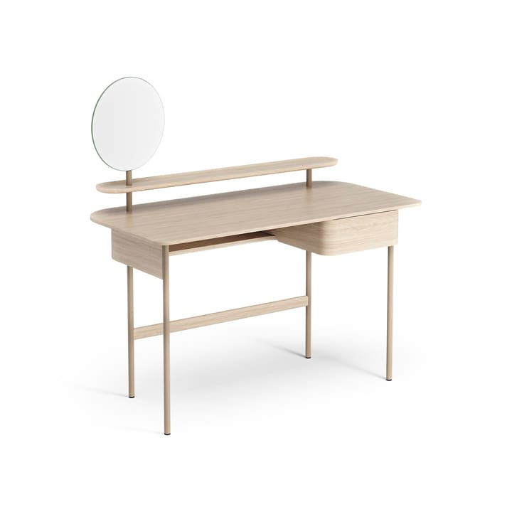 Luna skrivbord med låda, hylla och spegel - Ek vitpigmenterad - Swedese