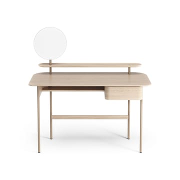 Luna skrivbord med låda, hylla och spegel - Ek vitpigmenterad - Swedese