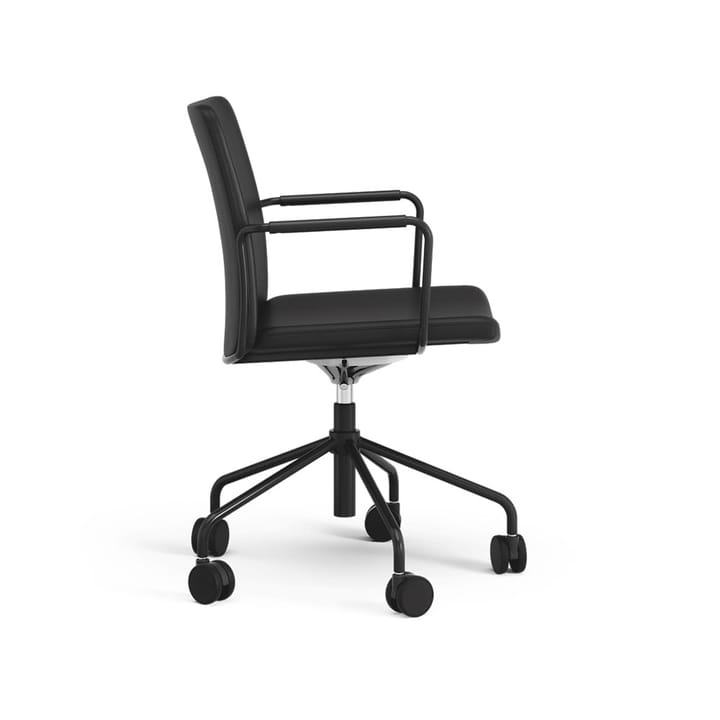 Stella kontorsstol höj/sänkbar med svikt - läder elmosoft 99999 svart, svart stativ - Swedese