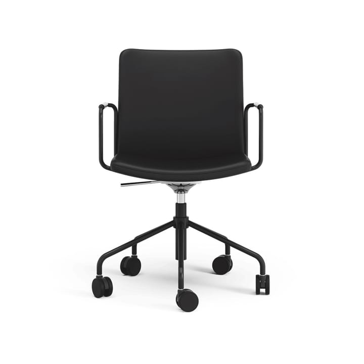 Stella kontorsstol höj/sänkbar med svikt - läder elmosoft 99999 svart, svart stativ - Swedese