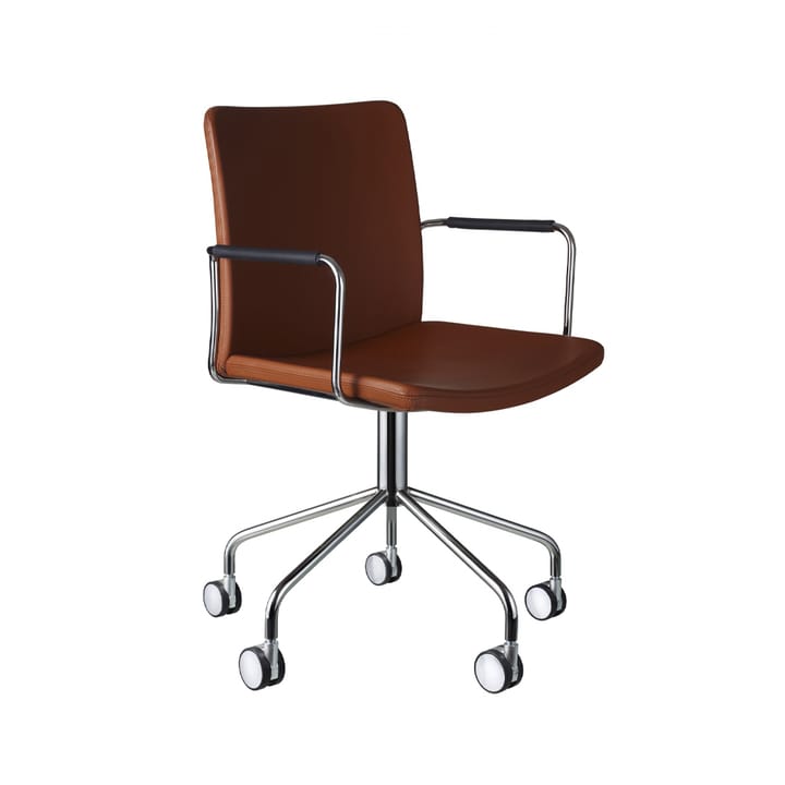 Stella kontorsstol med armstöd - Elmosoft 33004 brun-krom - Swedese