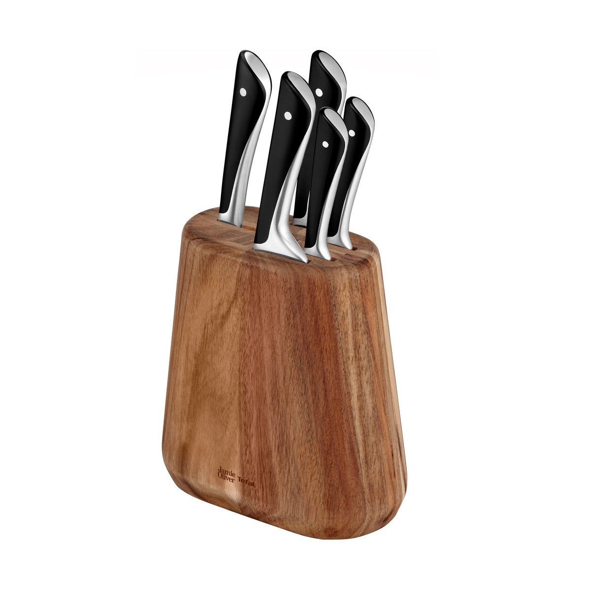 Tefal Jamie Oliver knivset med knivblock 6 delar | Skandinavisk Design | Knivset | Brun