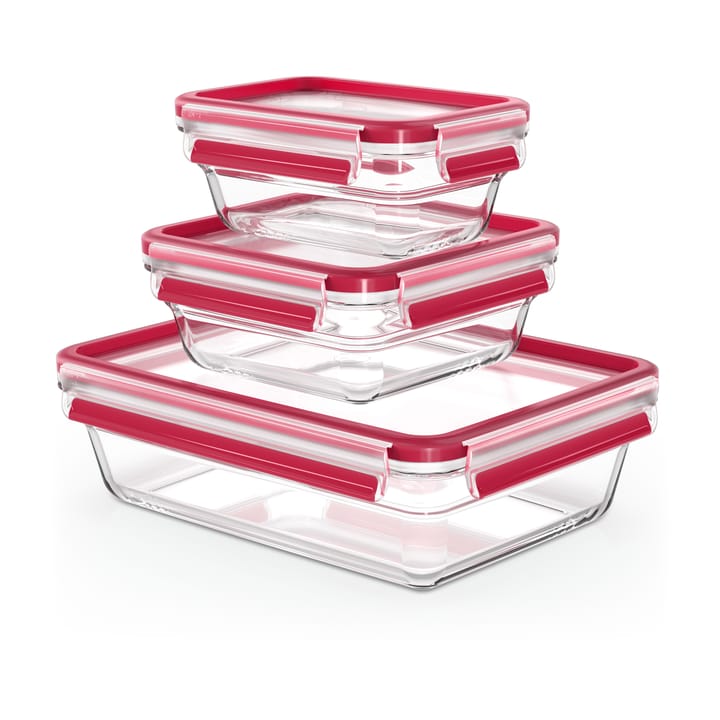 MasterSeal Glas matlåda 3-pack - Röd - Tefal