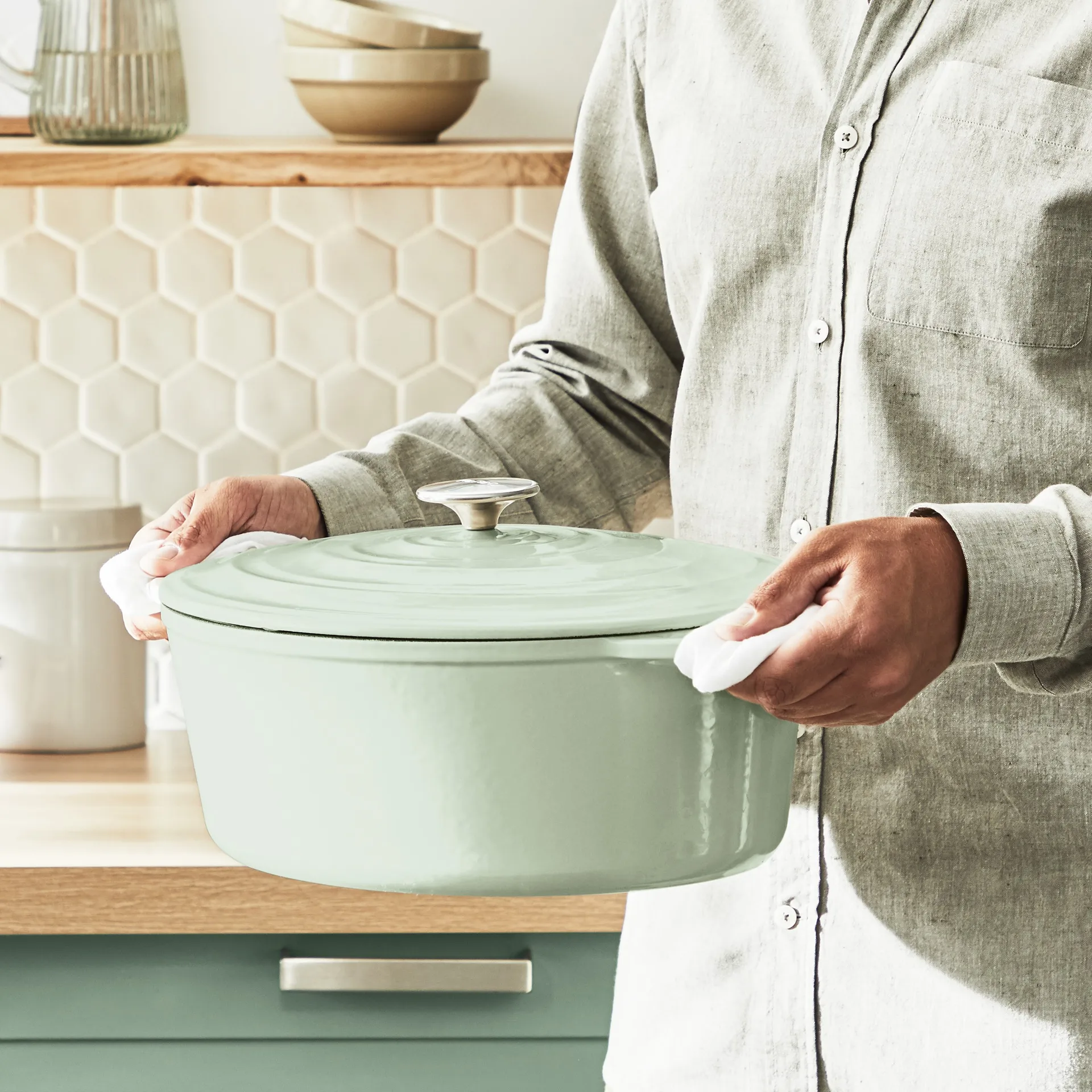 Tefal LOV oval gryta 7,2 L, Grön Tefal