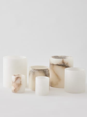 Alabaster ljuslykta - Vit-beige, M 14 cm - Tell Me More