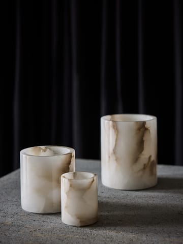 Alabaster ljuslykta - Vit-beige, M 14 cm - Tell Me More