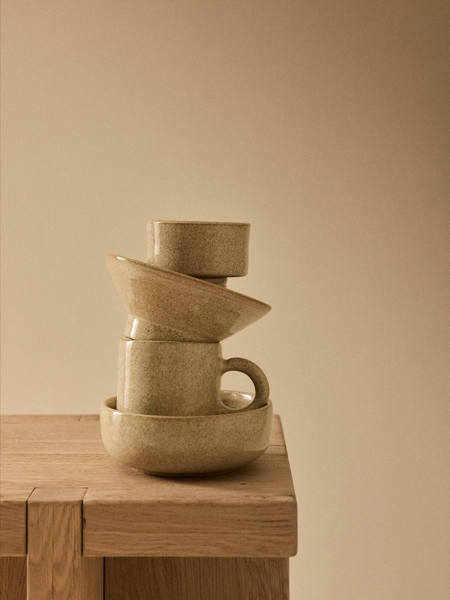 Elio cylinder skål, Beige speckled, Ø8,5x4,5 cm Tell Me More