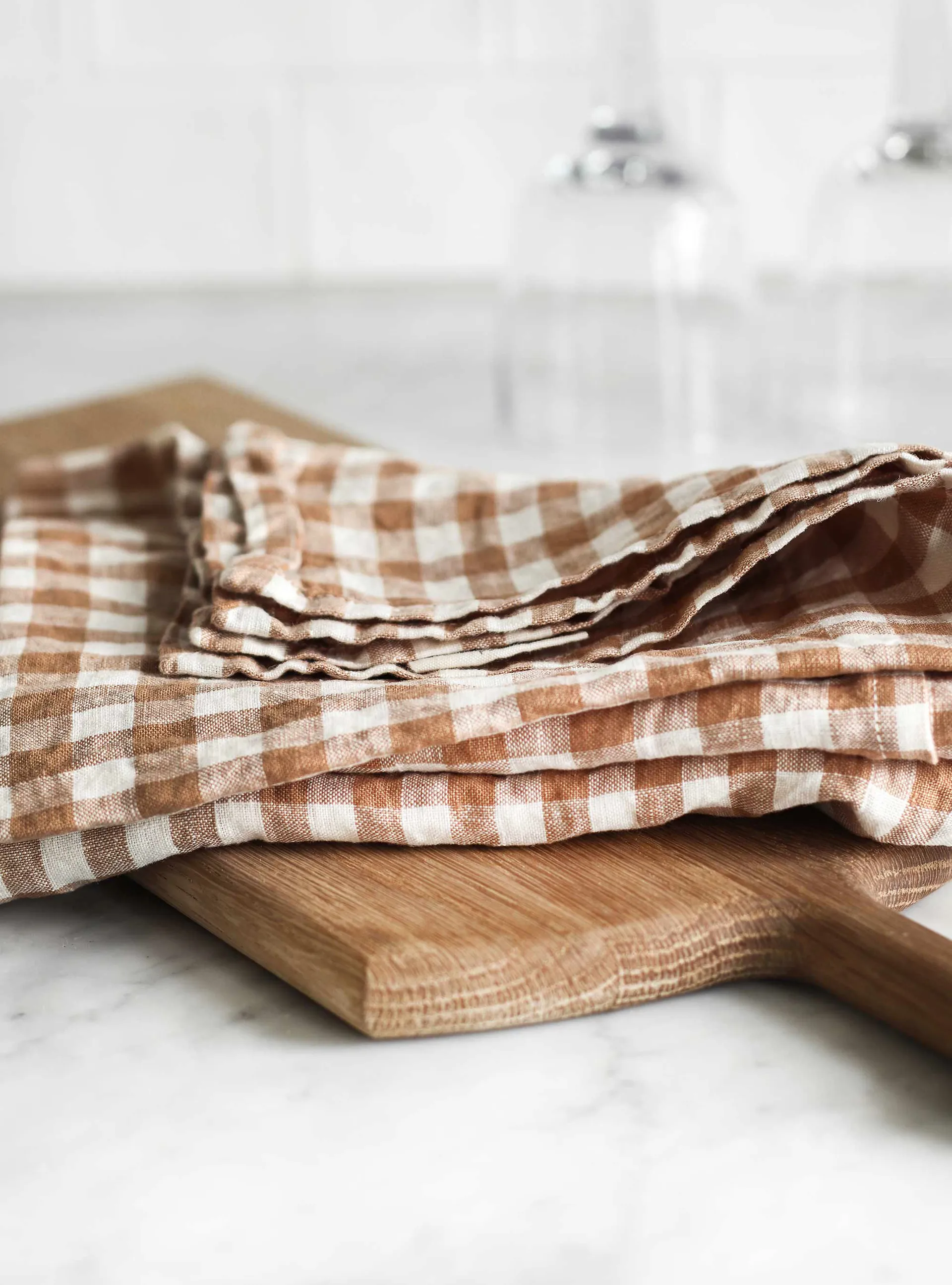 Gingham rutig kökshandduk 70x50 cm, Biscuit Tell Me More