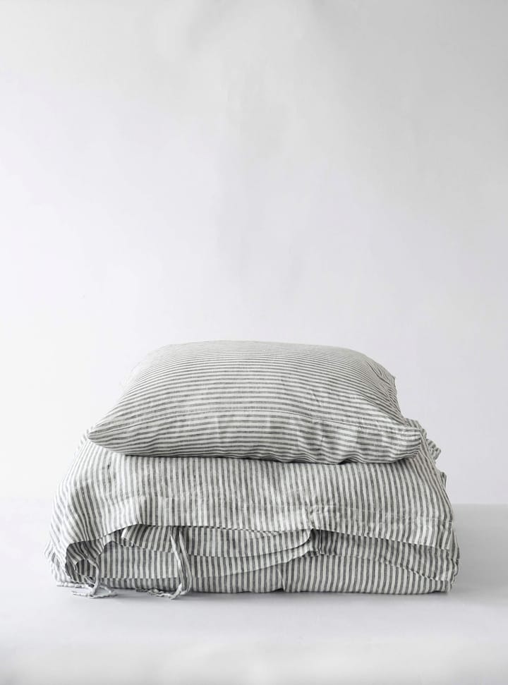 Påslakan linne 140x200 cm, Grey/white Tell Me More