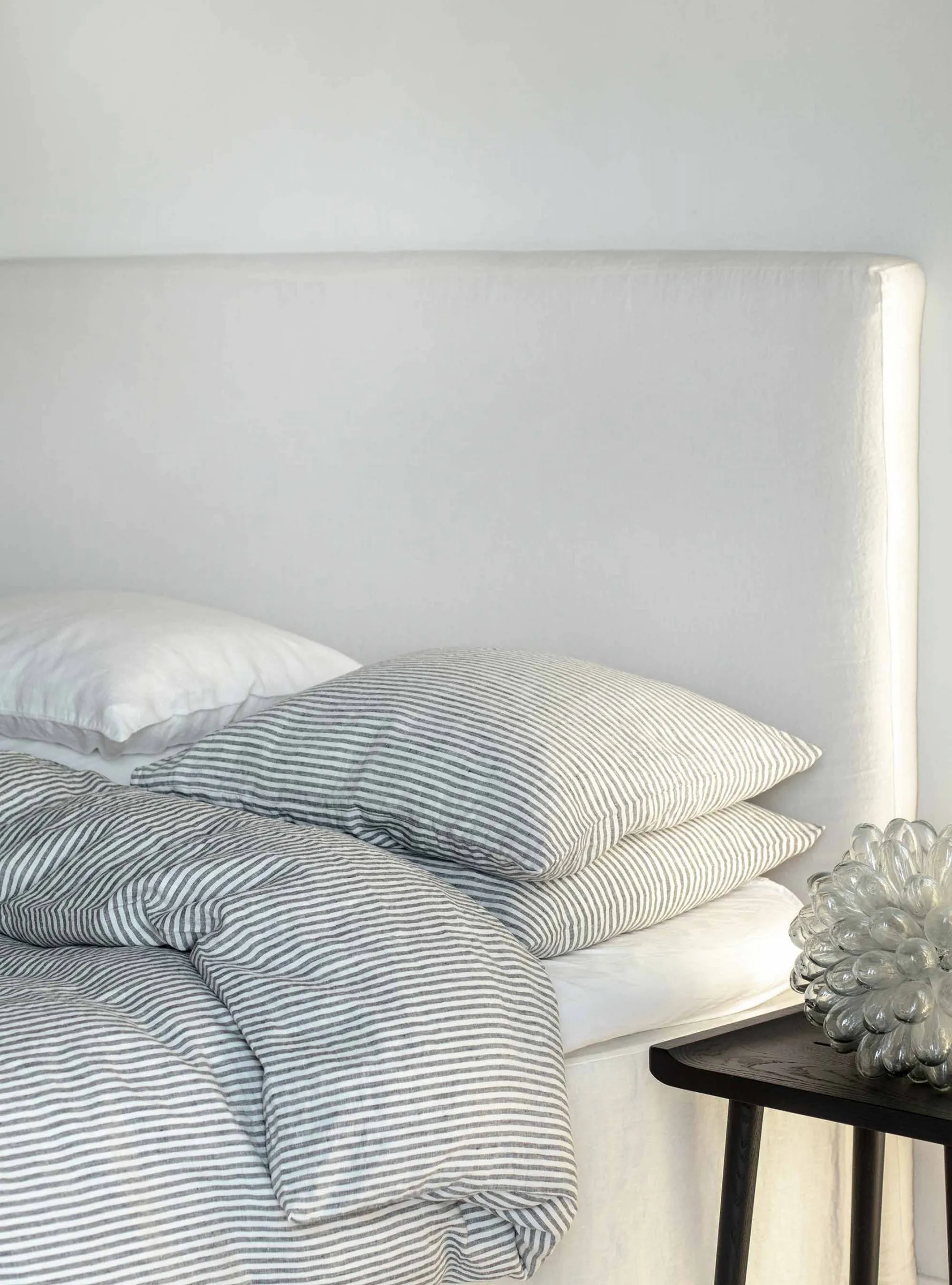 Påslakan linne 140x200 cm, Grey/white Tell Me More