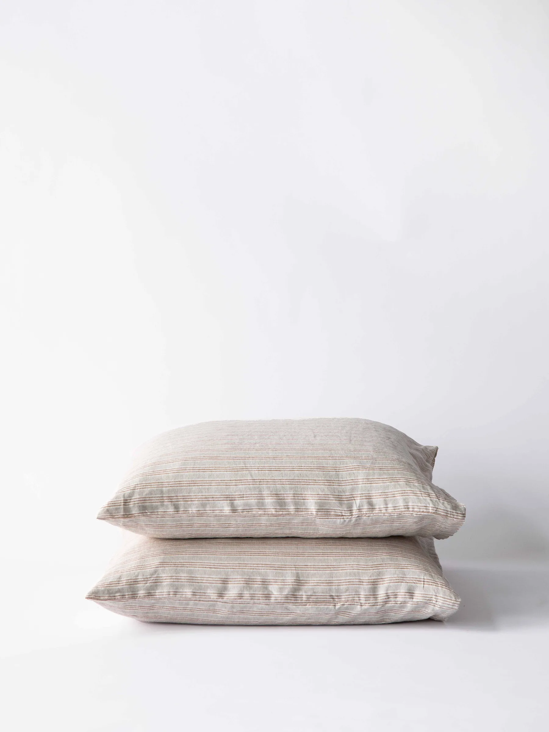 Stonewashed linen örngott 50x60 cm 2-pack, Hazelnut stripe Tell Me More