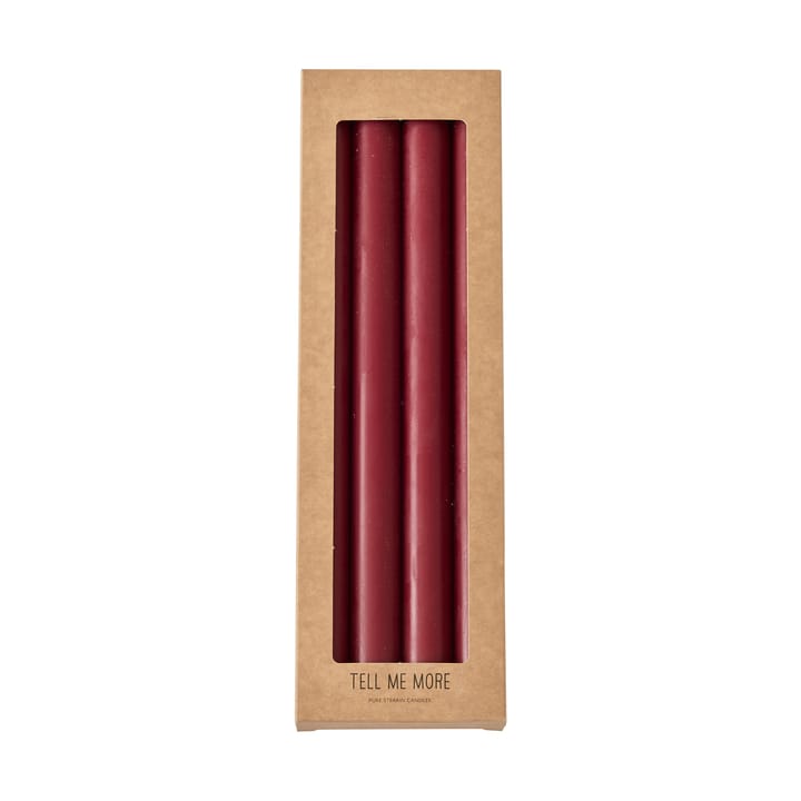 Tell Me More dinner stearinljus 28 cm 4-pack - Mörkröd - Tell Me More