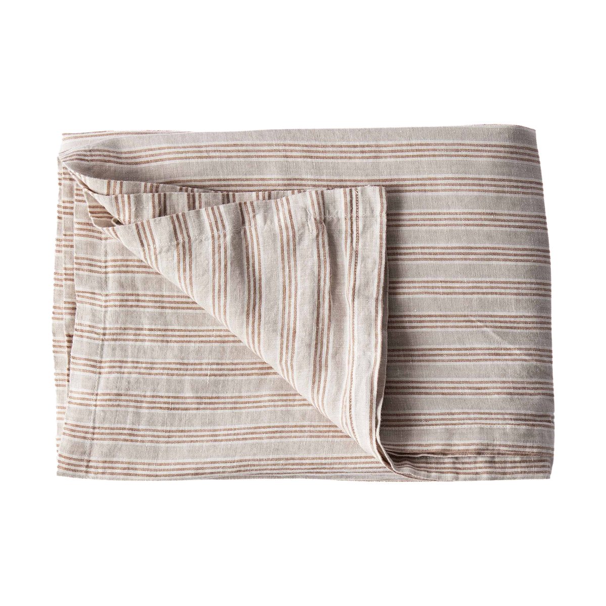 Tell Me More linneduk 145x330 cm Hazelnut stripe | Skandinavisk Design | Dukar | Brun