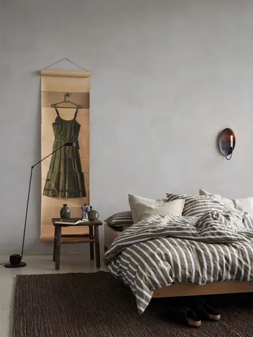 Tell Me More randigt påslakan bomull - Olive, 220x220 cm - Tell Me More