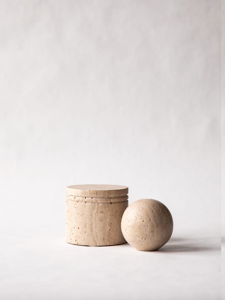 Travertine burk med lock - Ø13 cm - Tell Me More